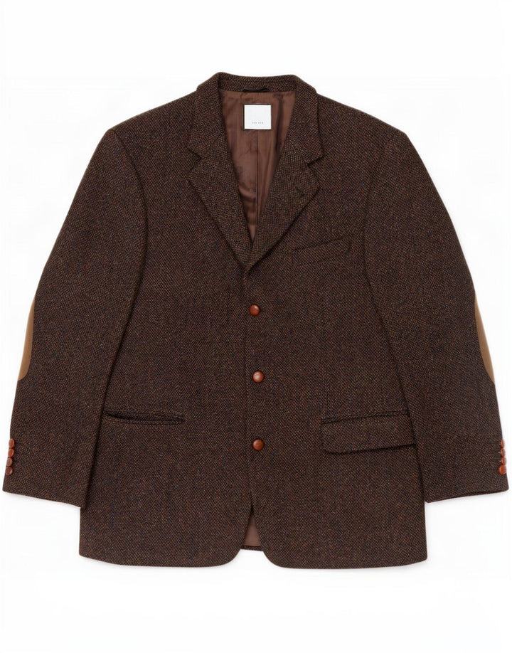 Harris Tweed Herre Mario Barutti 3-knaps blazerjakke IT 50 Stor Brun
