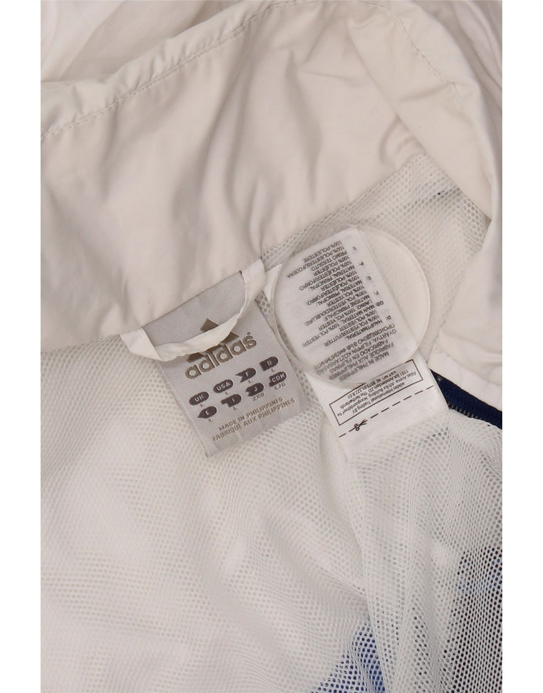 Adidas Regnjakke med hætte til mænd UK 40 Large Navy Blue Colourblock Polyester