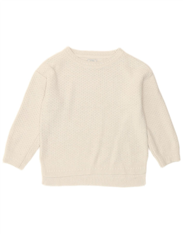 Fat Face Dame Boat Neck Jumper Sweater UK 8 Small White Viscose