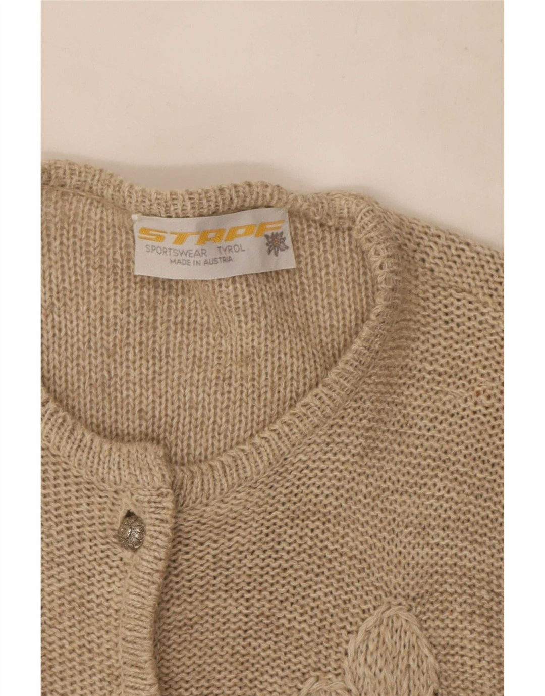 Stapf Dame Cardigan Sweater UK 12 Medium Beige Floral