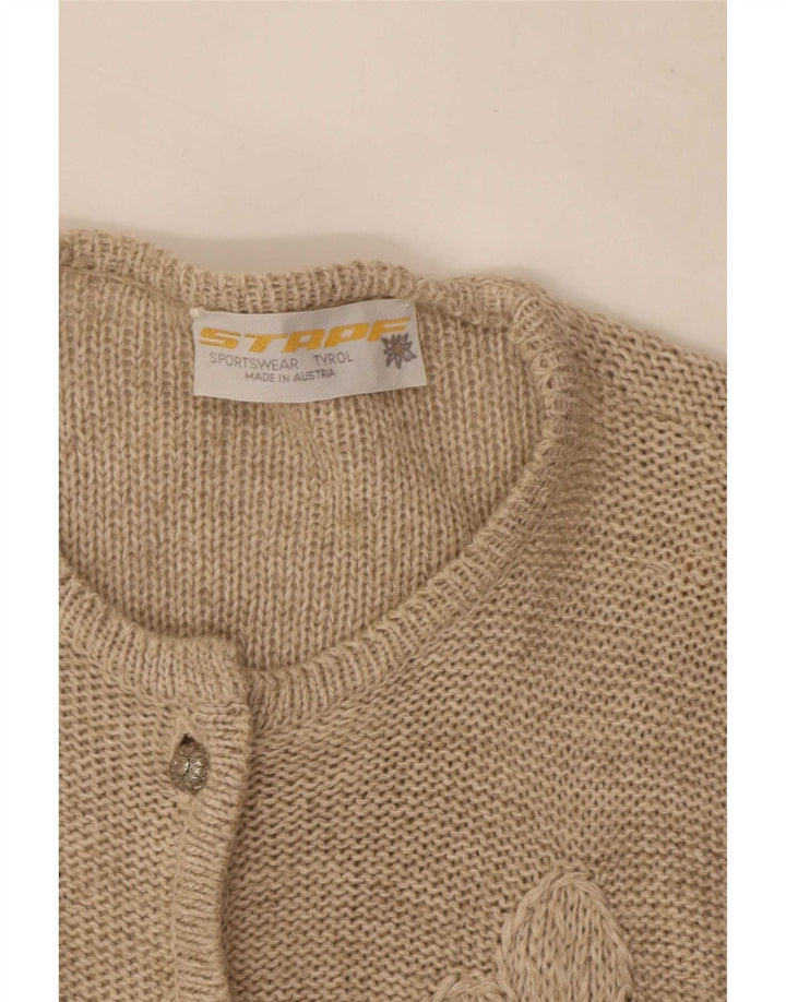 Stapf Dame Cardigan Sweater UK 12 Medium Beige Floral