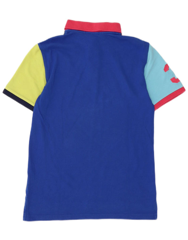 POLO RALPH LAUREN Boys Polo Shirt 14-15 Years Large Navy Blue Colourblock