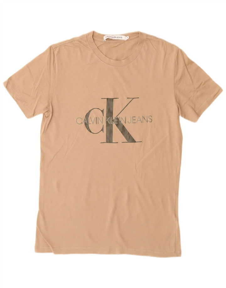 CALVIN KLEIN JEANS Grafisk T-shirt til mænd, medium brun bomuld