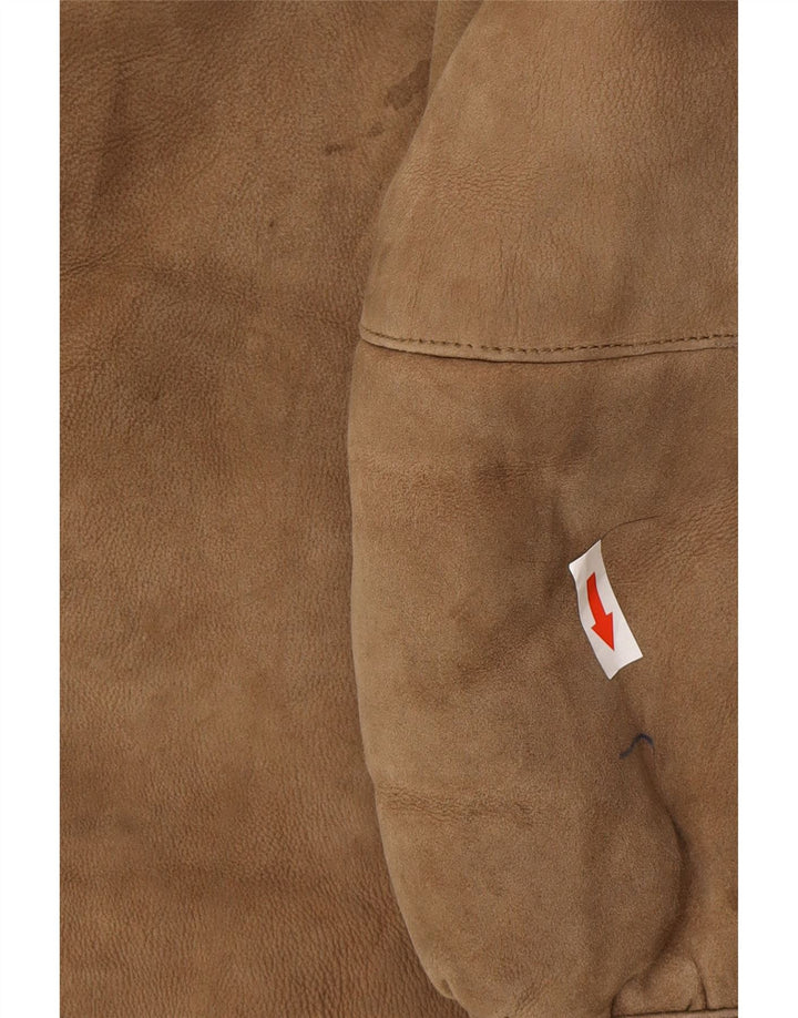 Vintage Dame Oversized Shearling Coat UK 10 Lille Brun