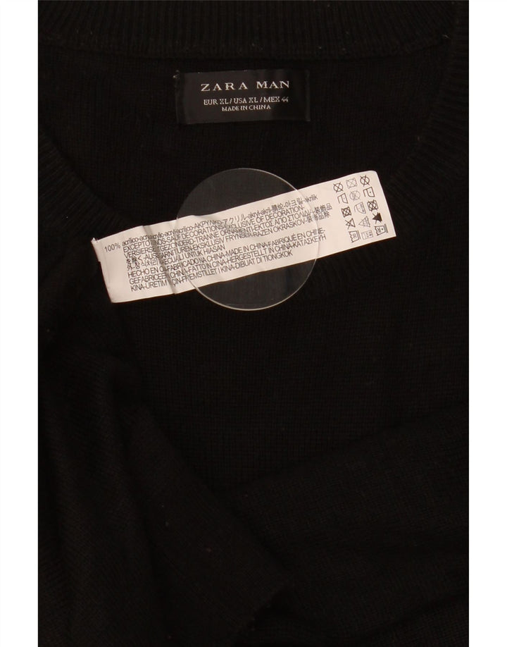 Zara Herre Crew Neck Jumper Sweater XL Sort Akryl