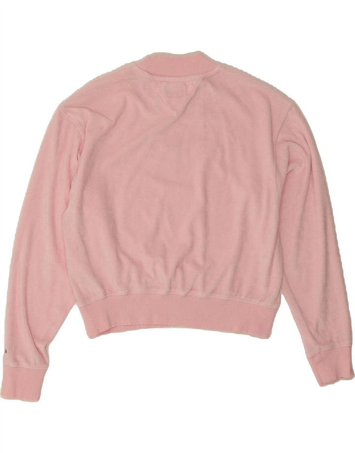 TOMMY HILFIGER Womens Crop Graphic Sweatshirt Jumper UK 14 Medium Pink Vintage Tommy Hilfiger and Second-Hand Tommy Hilfiger from Messina Hembry 
