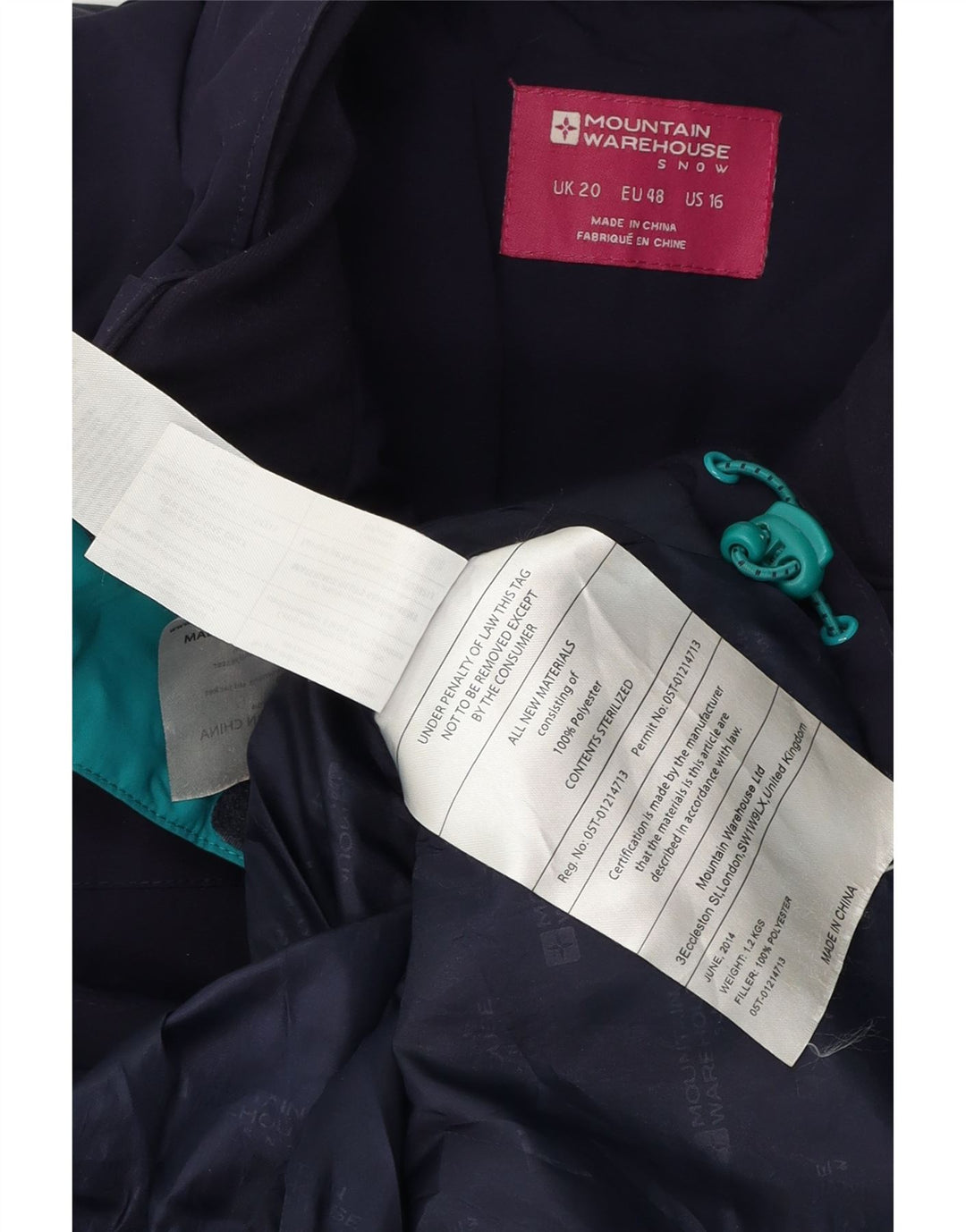 Mountain Warehouse Dame Windbreaker Jacket UK 20 2XL Navy Blue Polyester