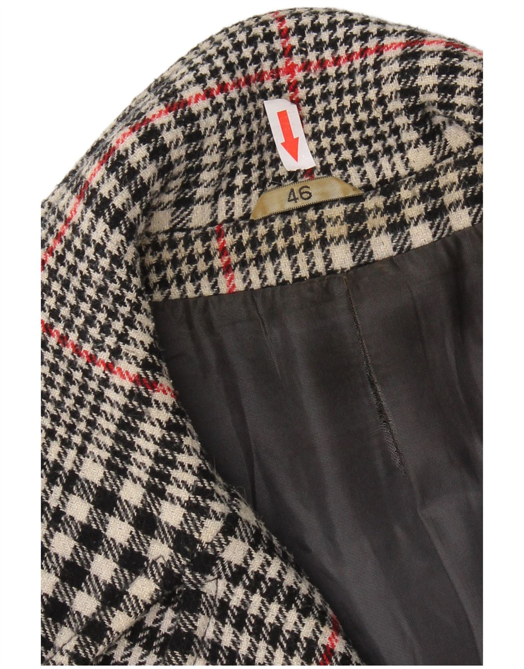 Vintage dobbeltradet trenchcoat til kvinder IT 46, stor grå ternet