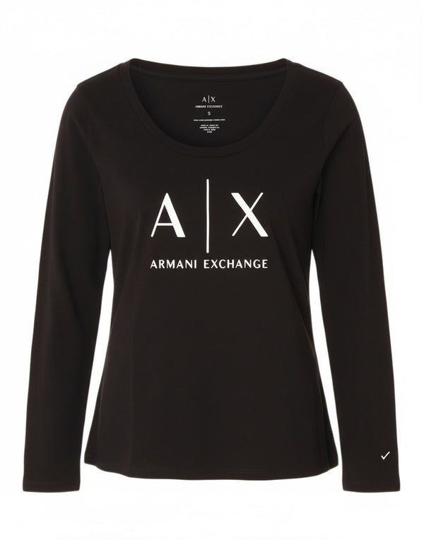 Armani Exchange Womens Grafisk Top UK 8 Small Black Logo