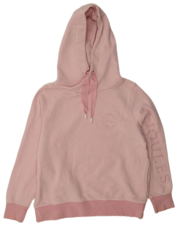 Joules Graphic Hoodie Jumper UK 14 Large Pink Pinstripe Bomuld