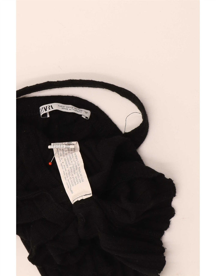 Zara Womens Crop Halter Top UK 8 Small Black Bomuld