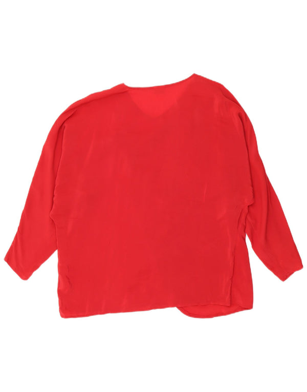 Vintage Dame Loose Fit Bluse Top IT 42 Medium Red Acetate