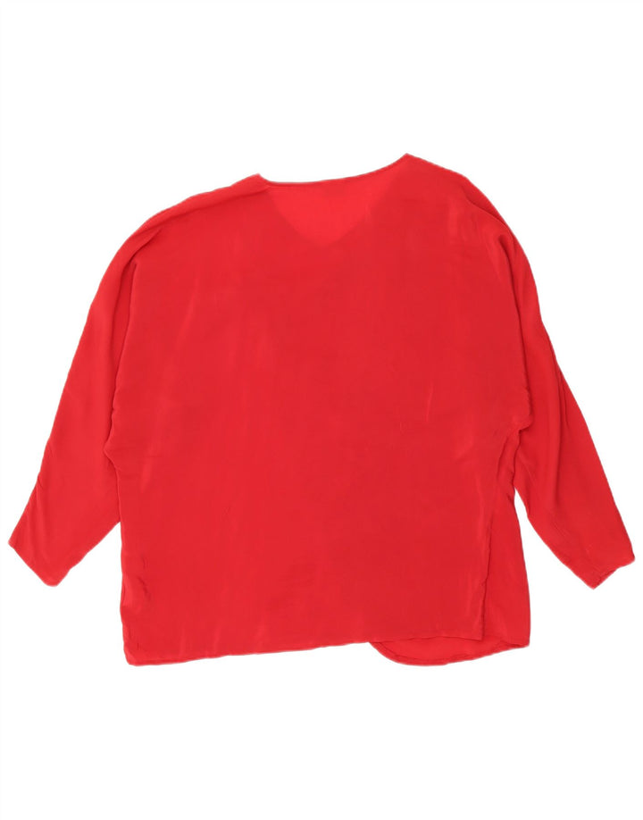 Vintage Dame Loose Fit Bluse Top IT 42 Medium Red Acetate