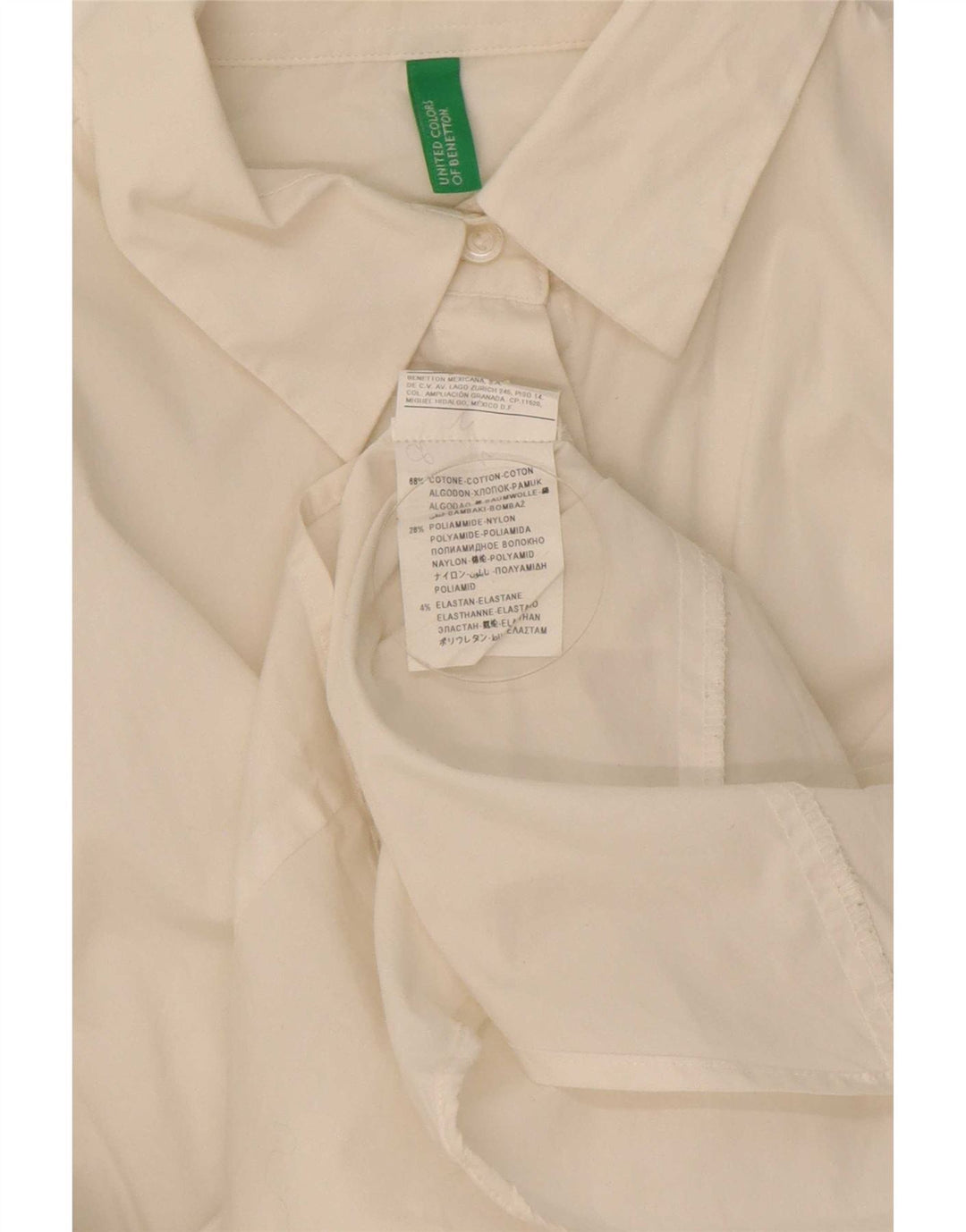 Benetton Dameskjorte UK 10 Lille Hvid Bomuld