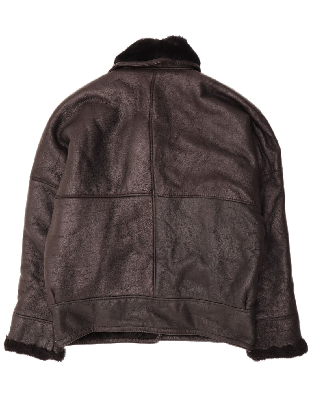 VINTAGE Dame Oversized Shearling Jacket UK 18 XL Sort Shearling