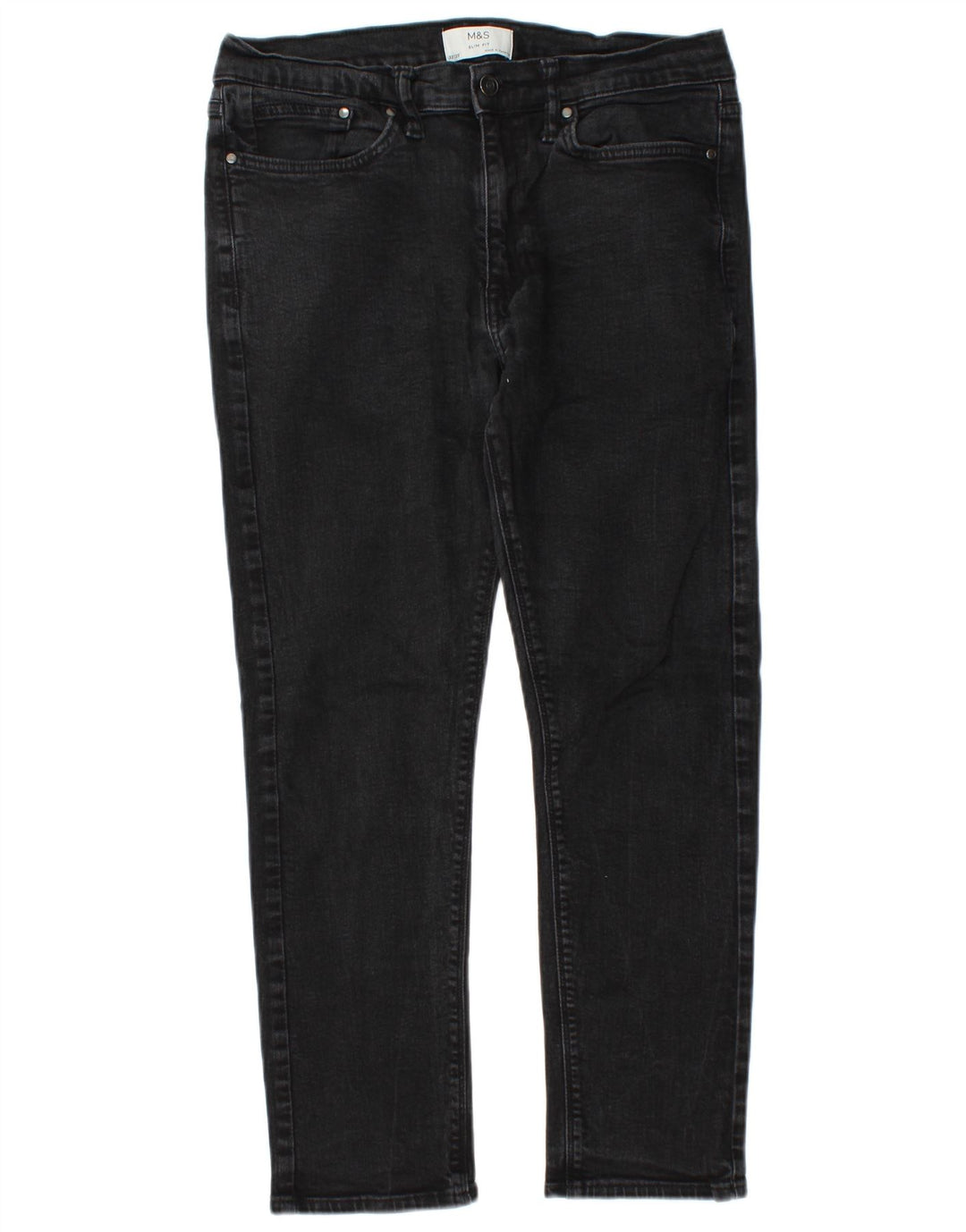 Marks & Spencer Herre Slim Jeans W32 L26 Sort Bomuld