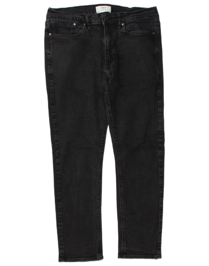 Marks & Spencer Herre Slim Jeans W32 L26 Sort Bomuld