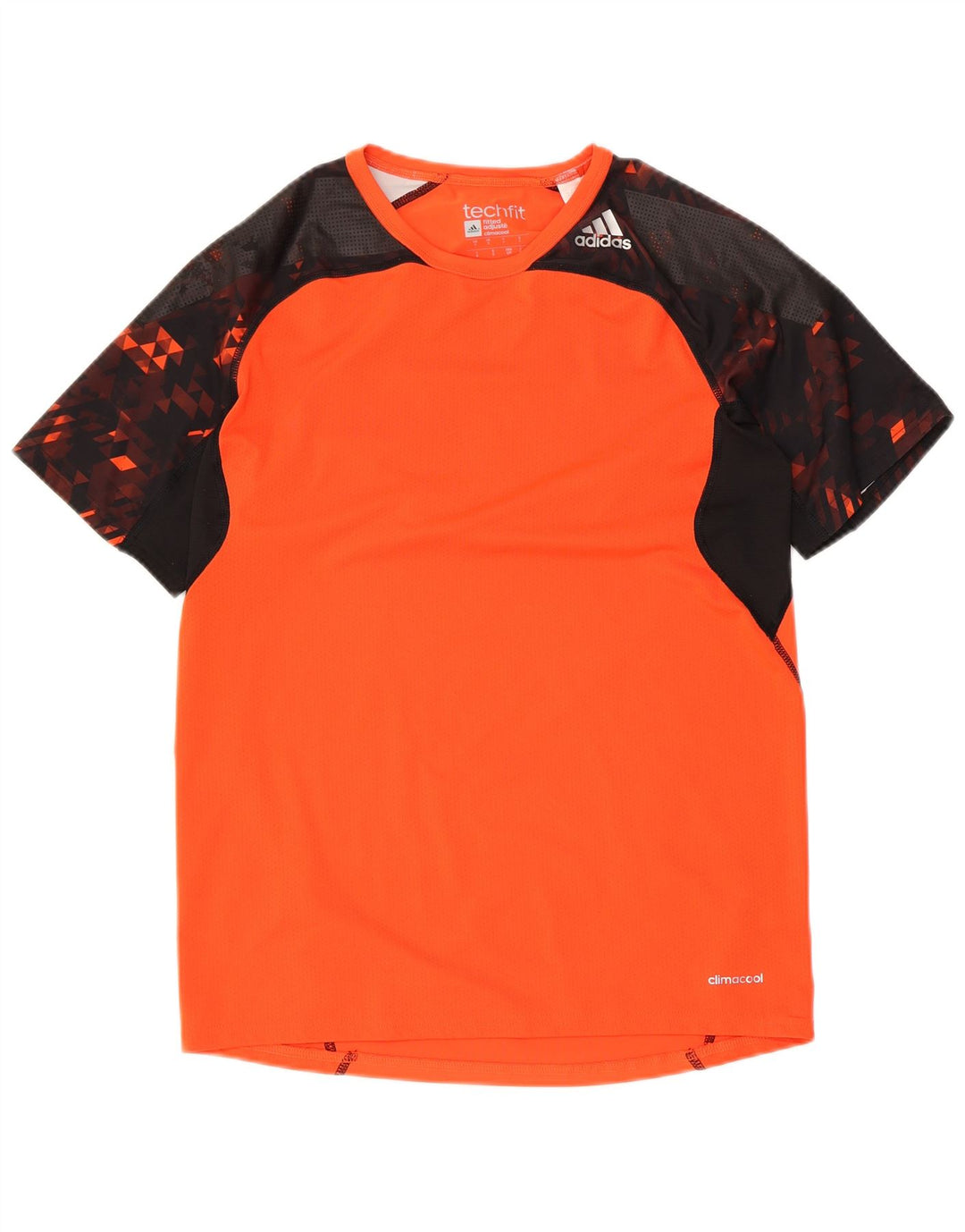 Adidas Herre Tech Fit T-Shirt Top Lille Orange Colourblock Polyester