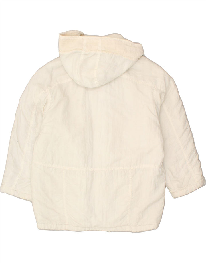 VINTAGE Vindjakke med hætte til kvinder UK 14 Medium Hvid polyamid