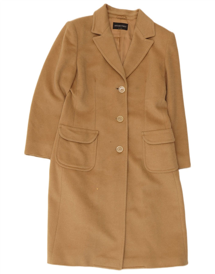 Antonio Fusco Dame 3 Button Overcoat IT 44 Medium Beige Uld