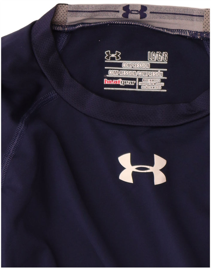 Under Armour Herre Heat Gear Top Langærmet Large Navy Blue
