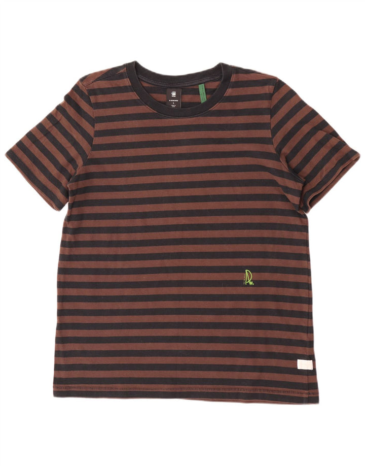 G-Star Herre T-shirt Top Stor brun stribet bomuld