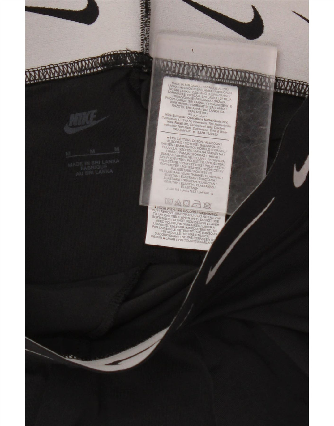 NIKE Womens Graphic Leggings UK 12 Medium Black Cotton