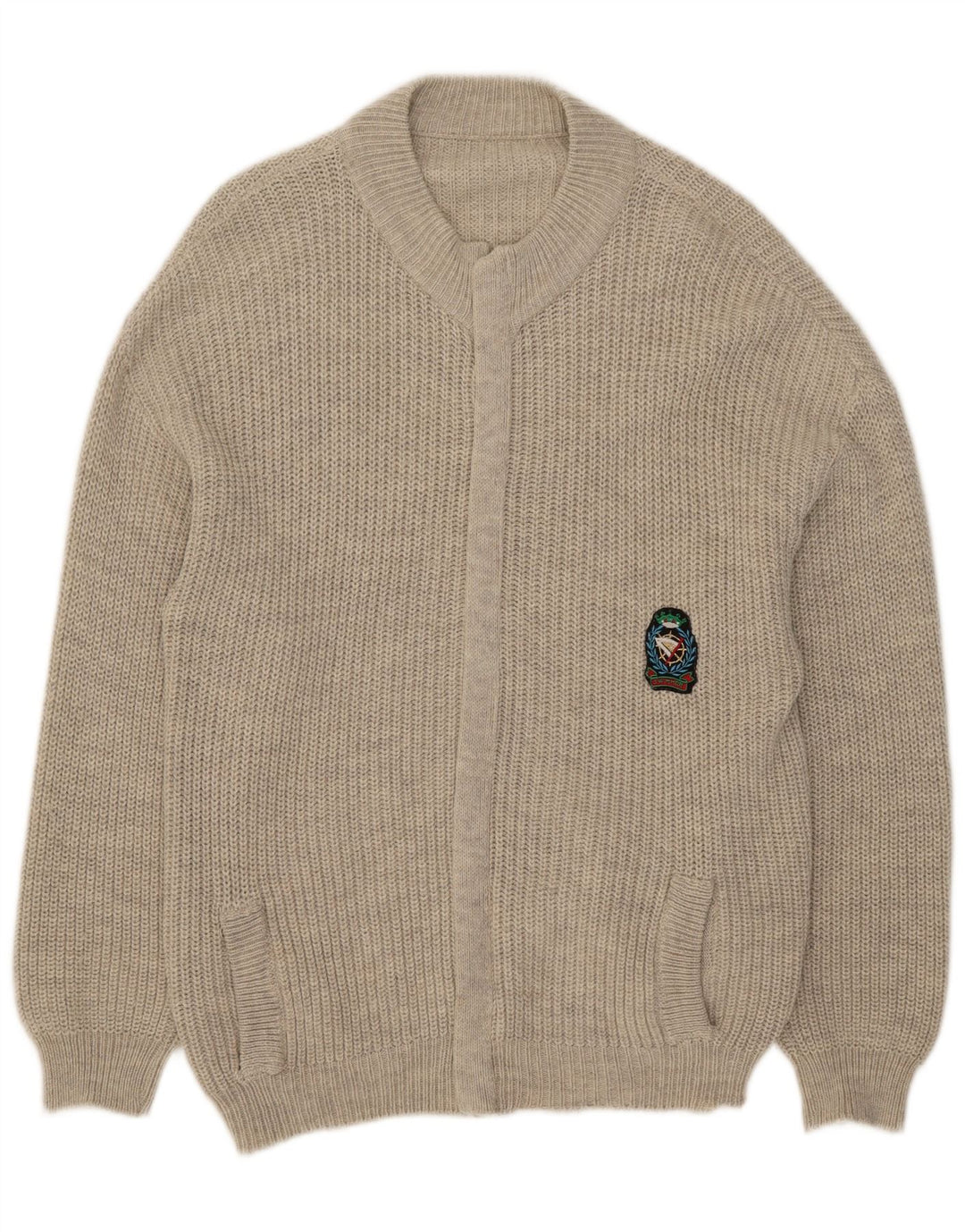 Vintage herre cardigan sweater mellemgrå akryl