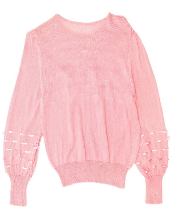 VINTAGE Dame Boat Neck Jumper Sweater UK 12 Medium Pink