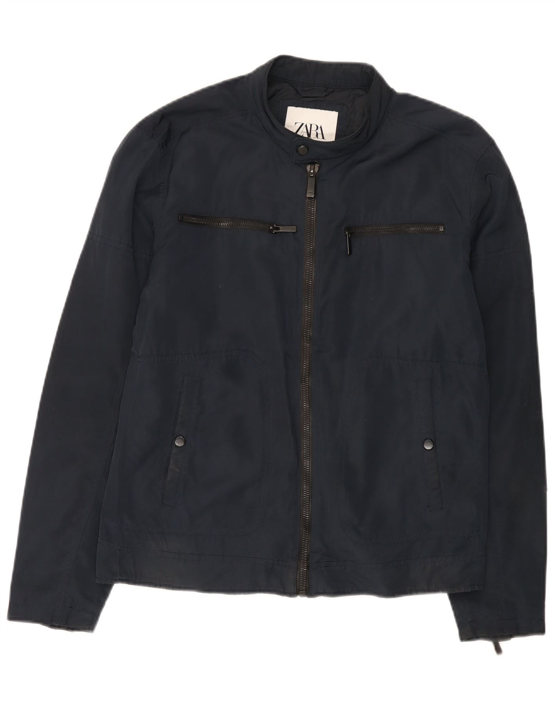 Zara Herre Utility Jacket UK 38 Medium Navy Blue Polyester