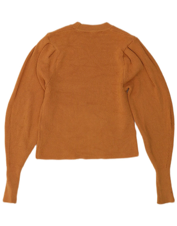 Zara Womens Crop Crew Neck Jumper Sweater UK 10 Small Brown Viscose