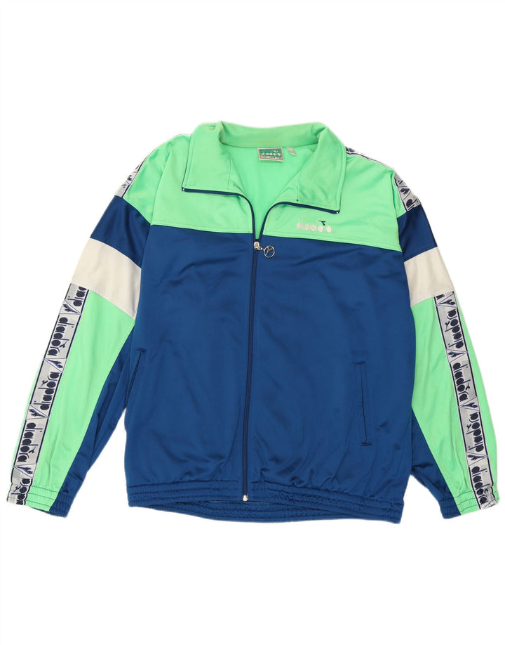 Diadora Herre grafisk hel træningsdragt UK 40 Medium Blue Colourblock Polyester