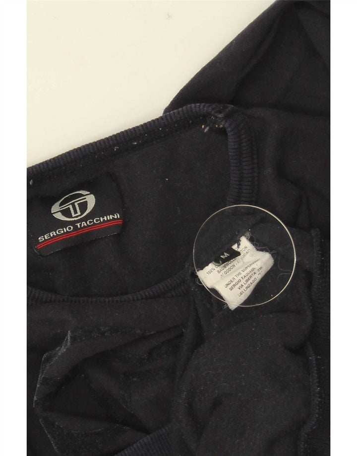 Sergio Tacchini Dame Crop Grafisk Top Langærmet UK 12 Medium Navy Blue