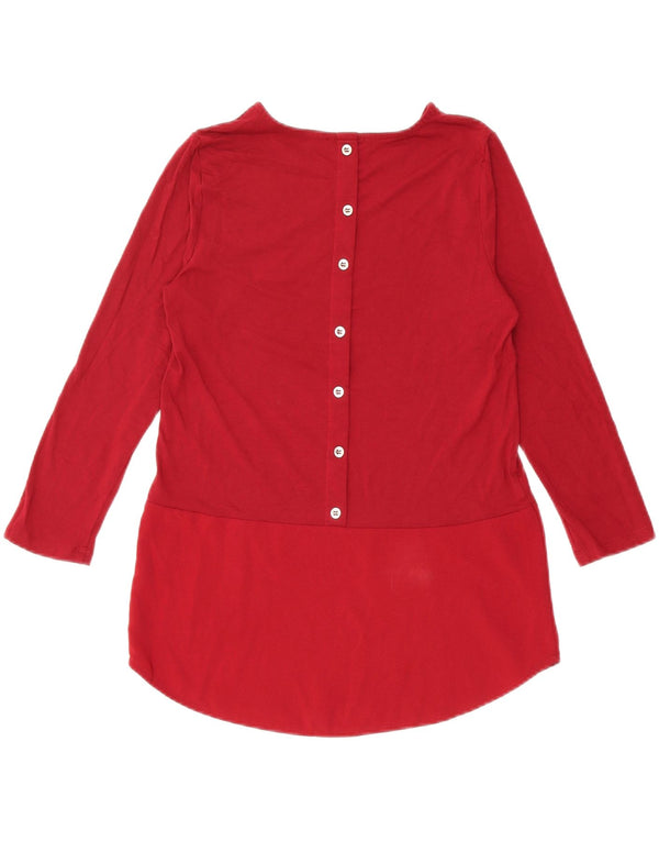 WAREHOUSE Dame 3/4-ærmet bluse Top UK 8 Small Burgundy Viscose