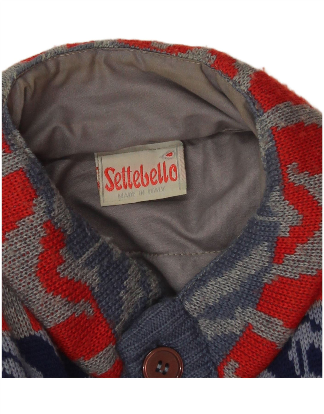 Settebello Herre Cardigan Sweater Stor Blå Geometrisk Uld