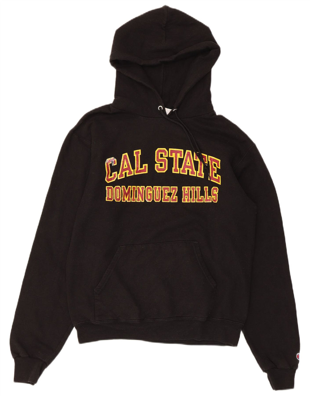 CHAMPION Mens Graphic Hoodie Jumper Small Black Cotton