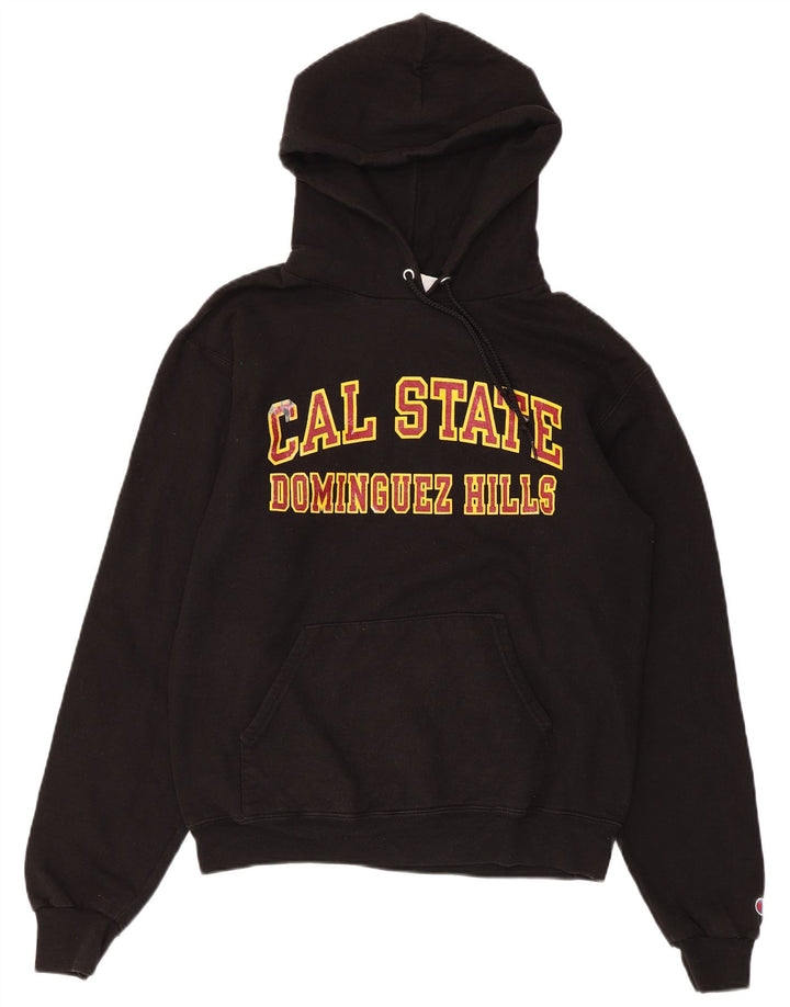 CHAMPION Mens Graphic Hoodie Jumper Small Black Cotton