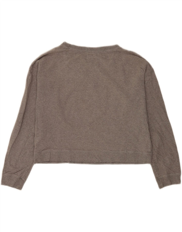Jack Wills Womens Graphic Crop Sweatshirt Jumper UK 12 Medium Grey Bomuld