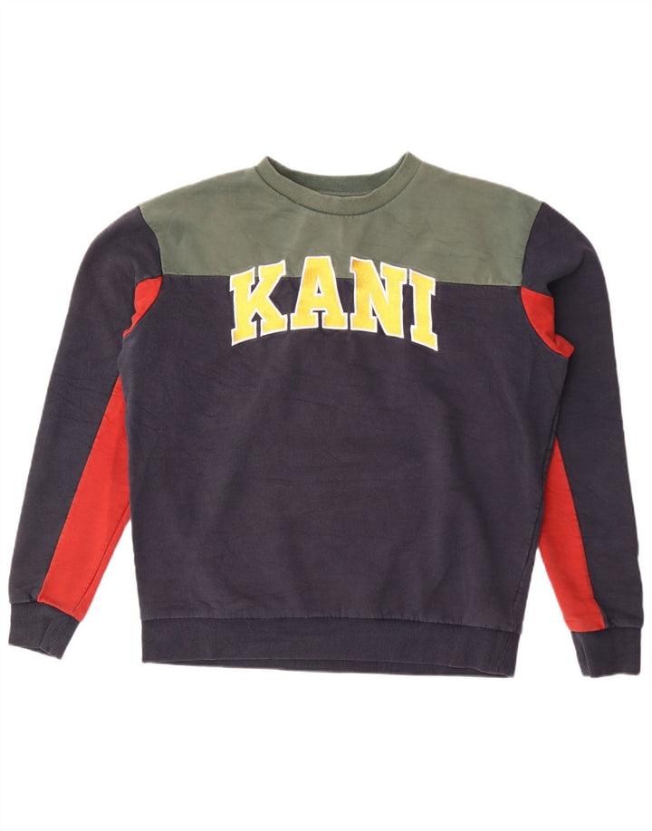 Karl Kani Herre grafisk sweatshirt jumper lille marineblå farveblok