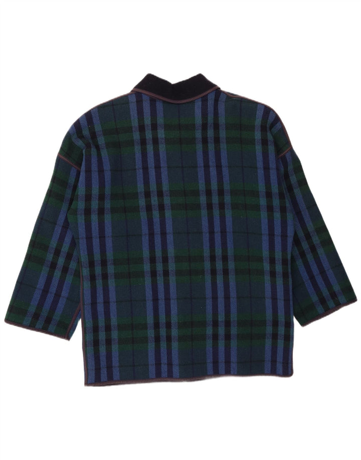 Vintage overfrakke til kvinder IT 48 XL Marineblå ternet uld