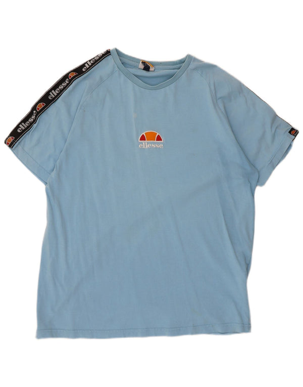 Ellesse Herre Grafisk T-Shirt Top Stor Blå Colourblock Bomuld
