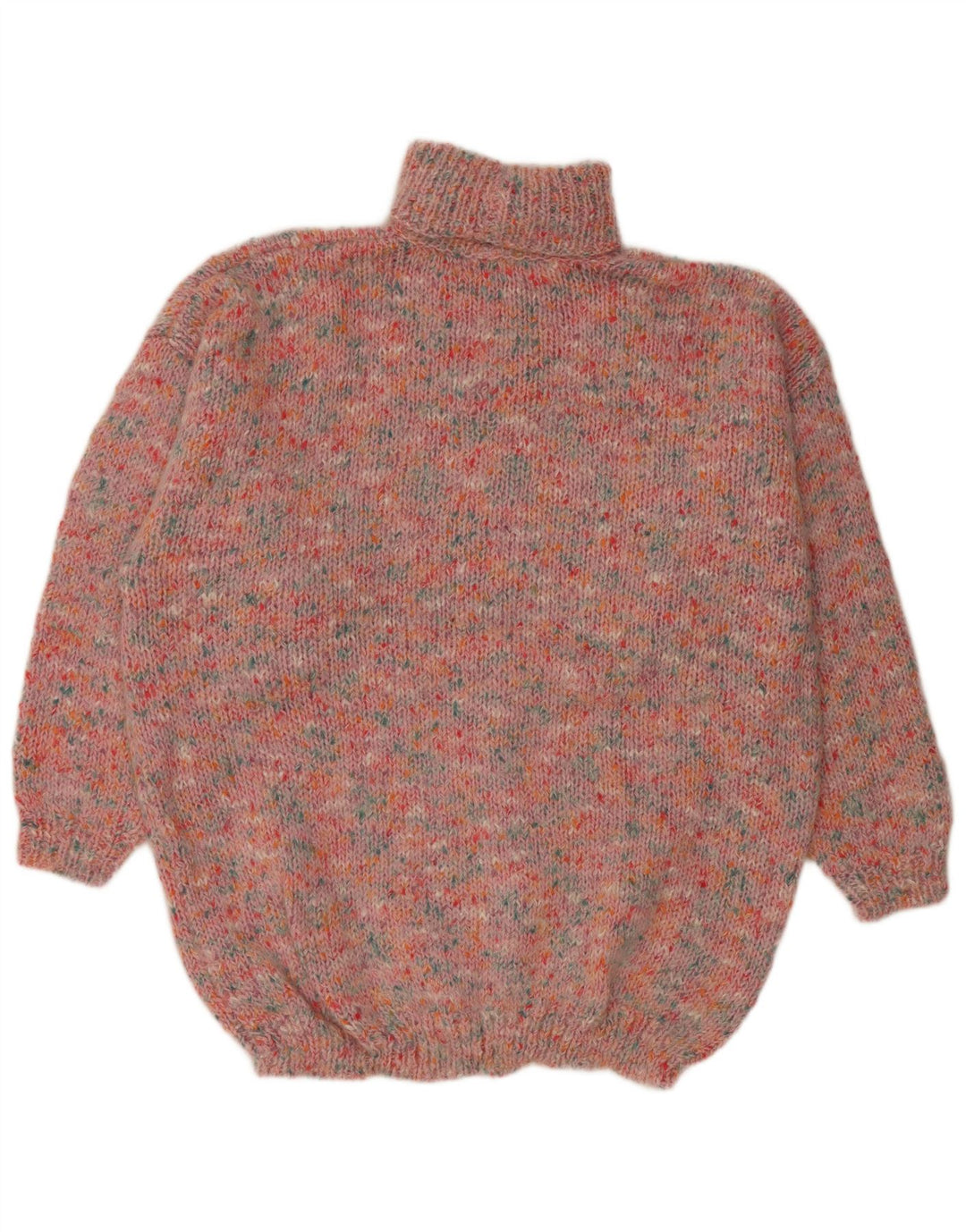 VINTAGE Dame Oversized rullehals sweater UK 20 2XL Pink Flecked