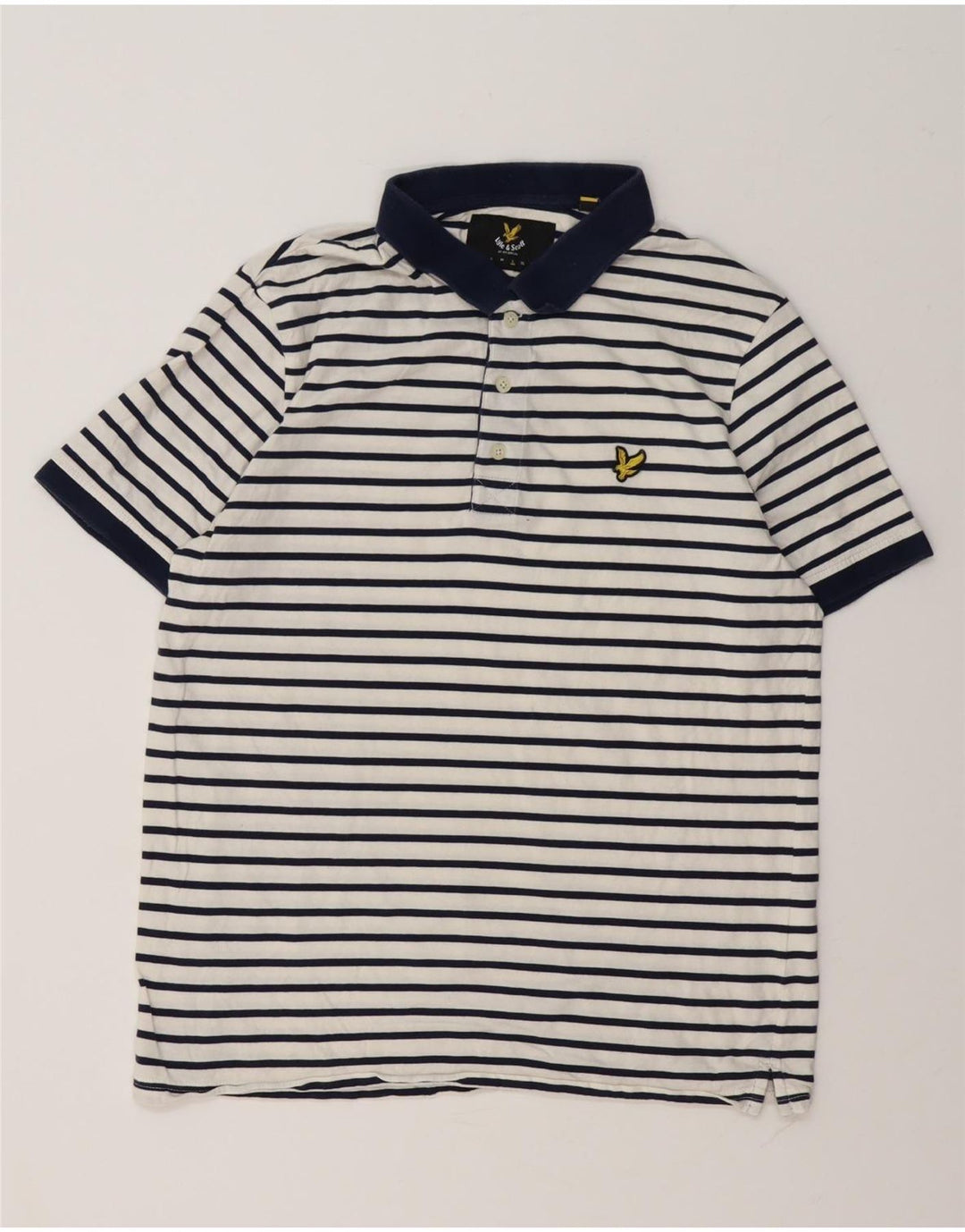 Lyle & Scott herre poloshirt stor hvid stribet bomuld