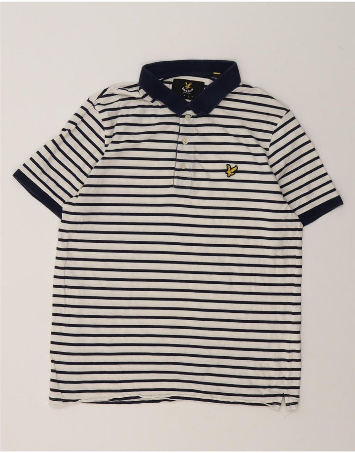 Lyle & Scott herre poloshirt stor hvid stribet bomuld
