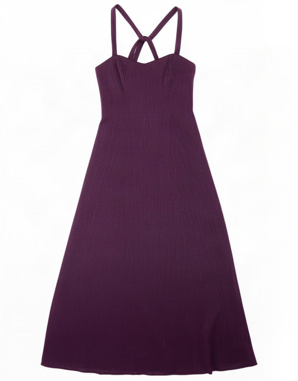 Debut Dame Maxi Halter Dress UK 14 Medium Purple Viscose