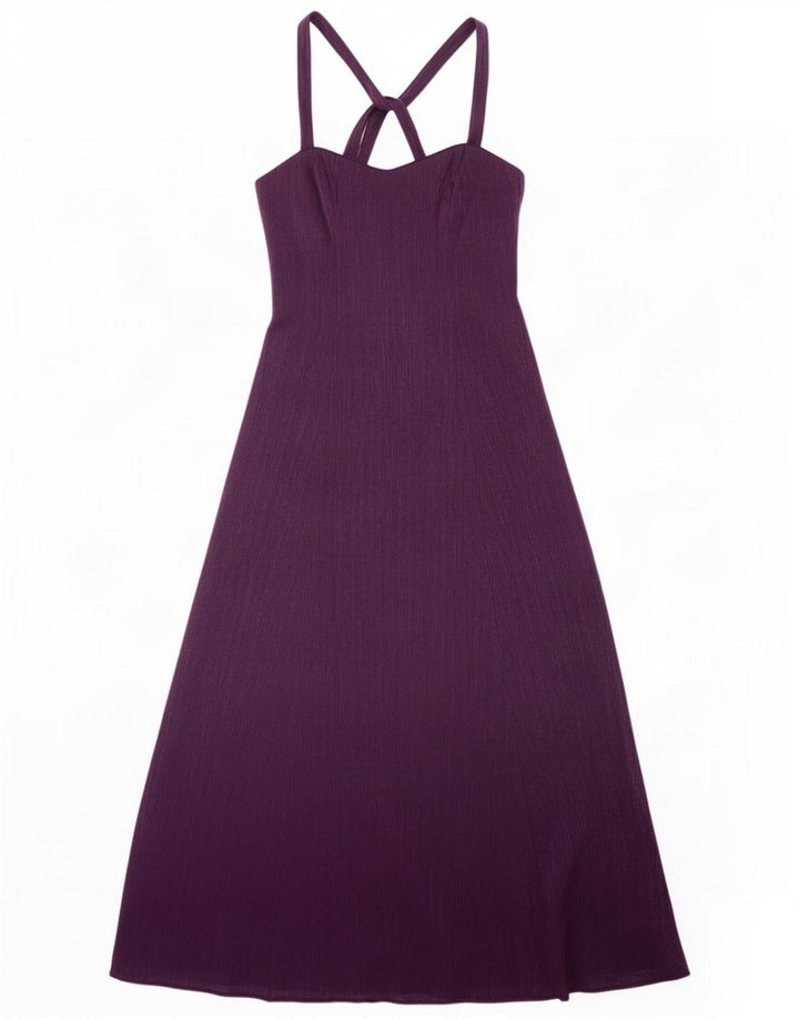 Debut Dame Maxi Halter Dress UK 14 Medium Purple Viscose