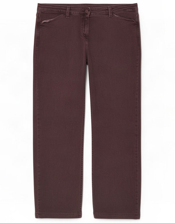 Marks & Spencer Dame Straight Jeans UK 22 3XL W42 L28 Brun Bomuld