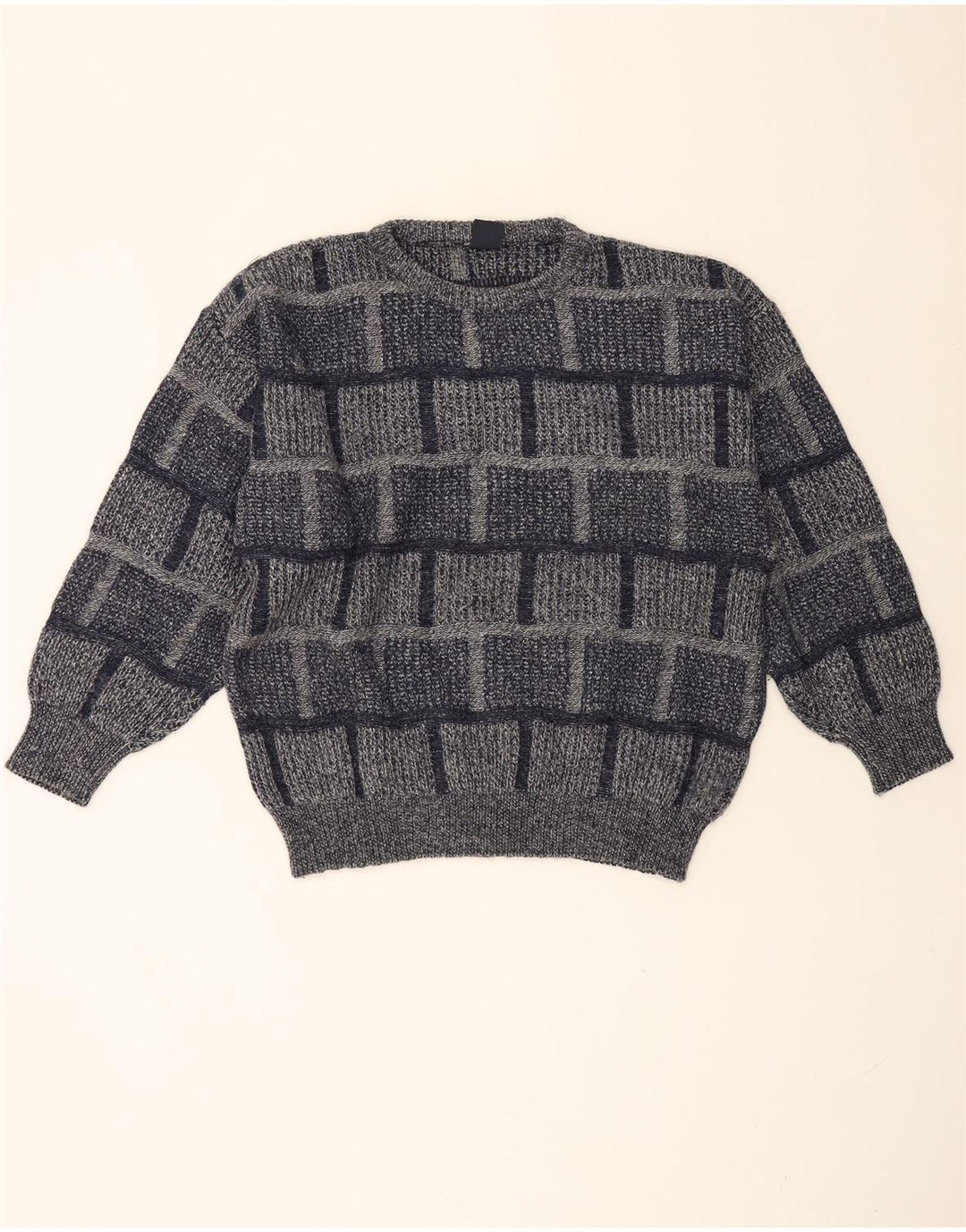 Ivy Oxford Herre Crew Neck Jumper Sweater stor grå ternet akryl