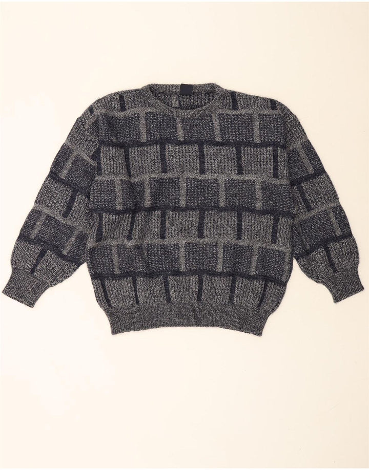 Ivy Oxford Herre Crew Neck Jumper Sweater stor grå ternet akryl