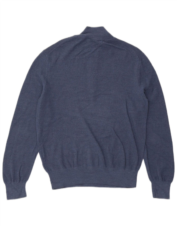 Brooks Brothers Herre Zip Neck Jumper Sweater Large Blue Wool